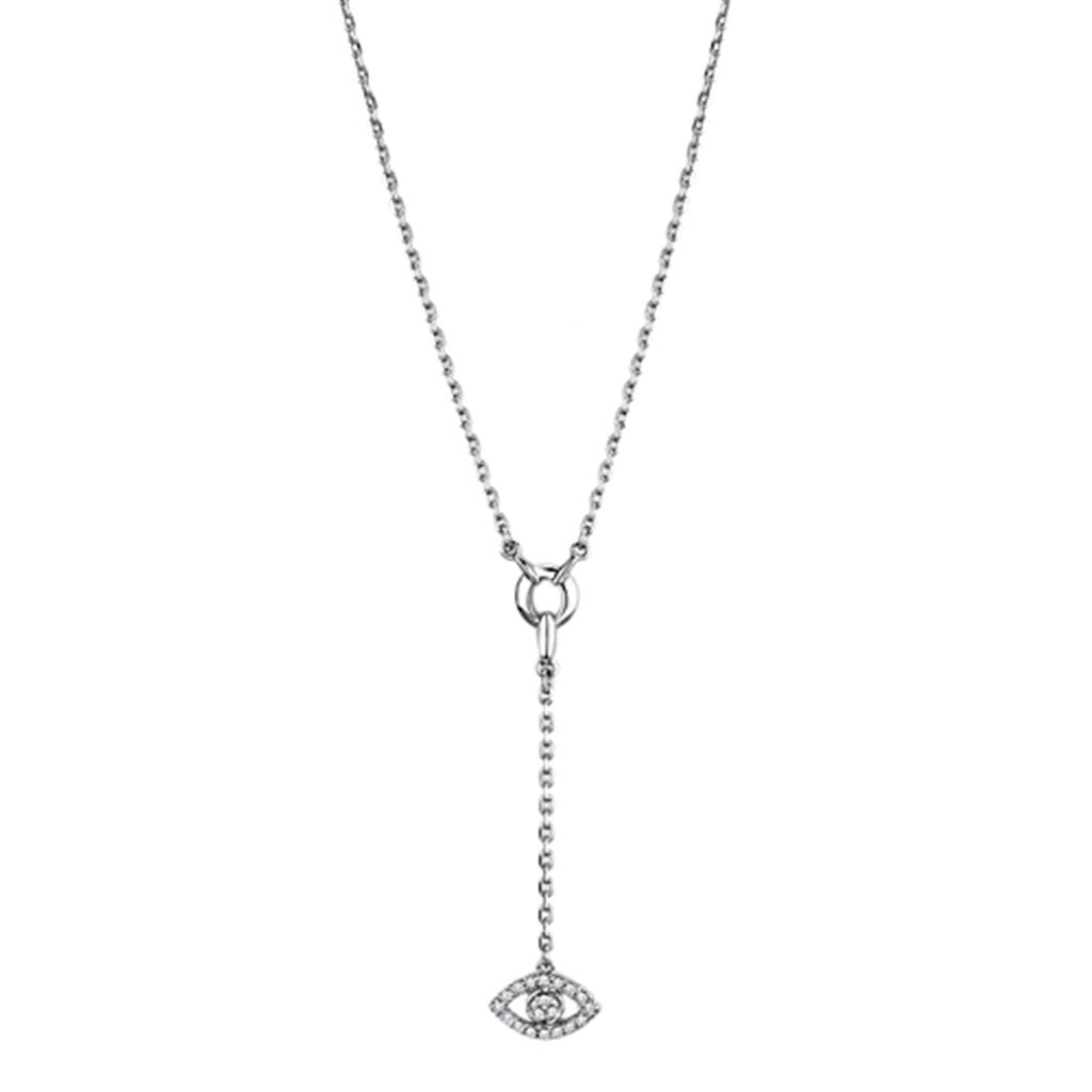 JCE423 Rhodium Brass Necklace with AAA Grade CZ  in Clear