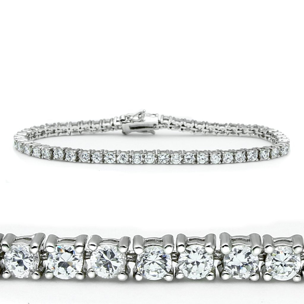 JCE905 Rhodium Brass Bracelet with AAA Grade CZ  in Clear