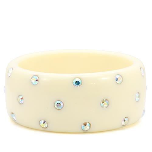 JCE1905 Resin Bangle with Top Grade Crystal  in Aurora Borealis (Rainbow Effect)