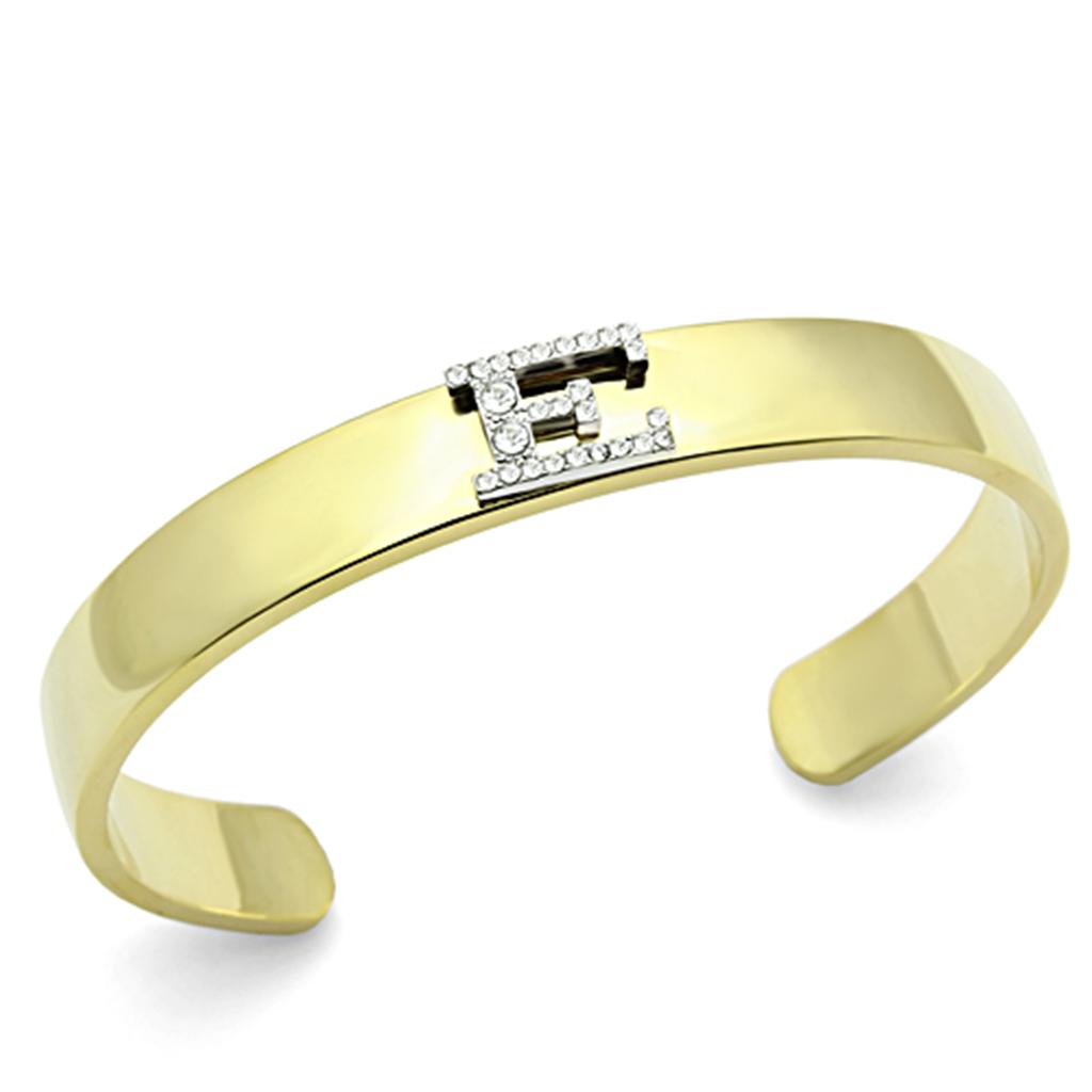 JCE2574 Gold+Rhodium White Metal Bangle with Top Grade Crystal  in Clear