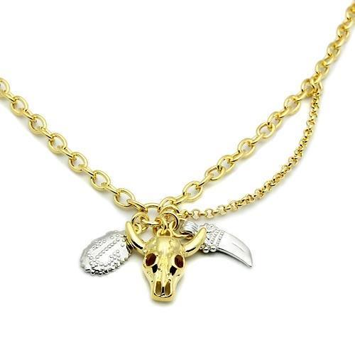 JCE2627 Gold+Rhodium Brass Chain Pendant with No Stone