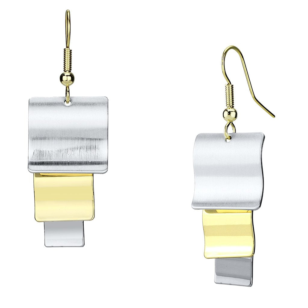 JCE2654 Gold+Rhodium Iron Earrings with No Stone