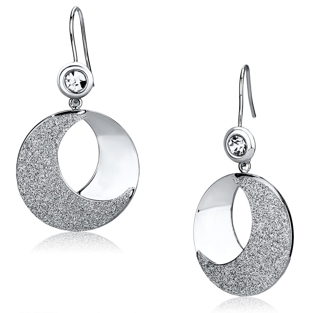 JCE2669 Rhodium Iron Earrings with Top Grade Crystal  in Clear