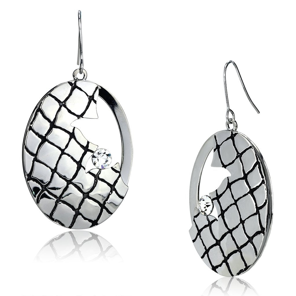 JCE2690 Rhodium Iron Earrings with Top Grade Crystal  in Clear