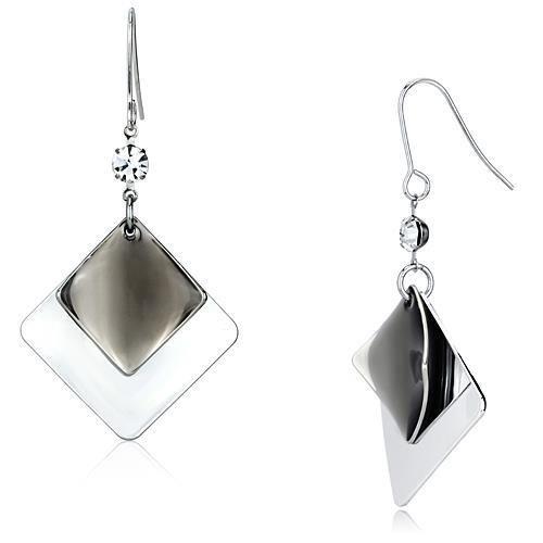 JCE2698 Rhodium Iron Earrings with Top Grade Crystal  in Clear