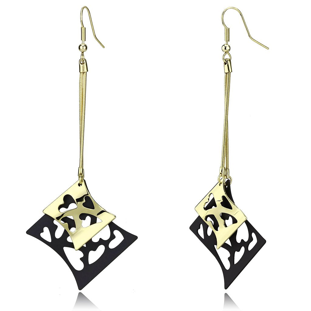 JCE2704 Gold+Ruthenium Iron Earrings with No Stone