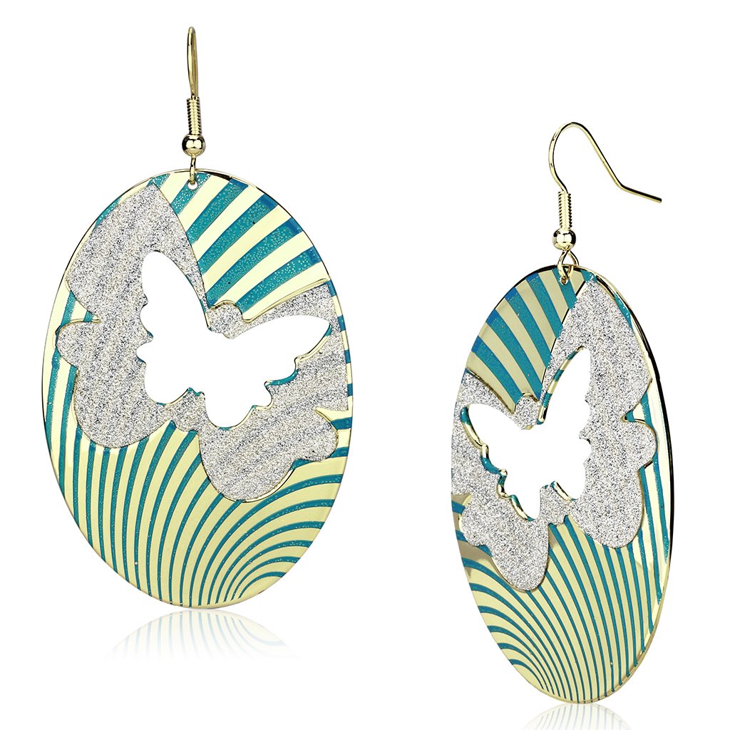 JCE2726 Gold Iron Earrings with Epoxy  in Capri Blue