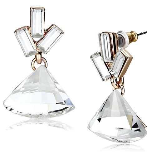 JCE2751 Rose Gold Iron Earrings with Top Grade Crystal  in Clear