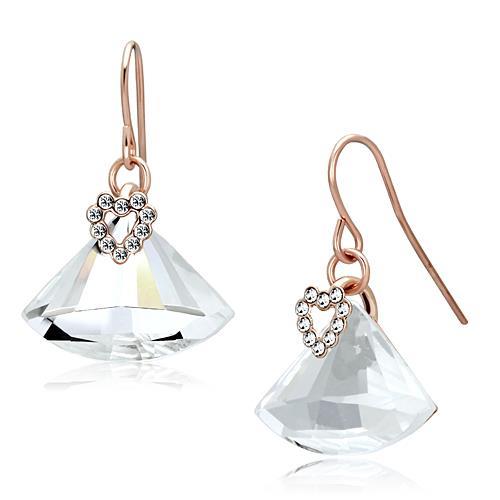 JCE2755 Rose Gold Iron Earrings with Top Grade Crystal  in Clear