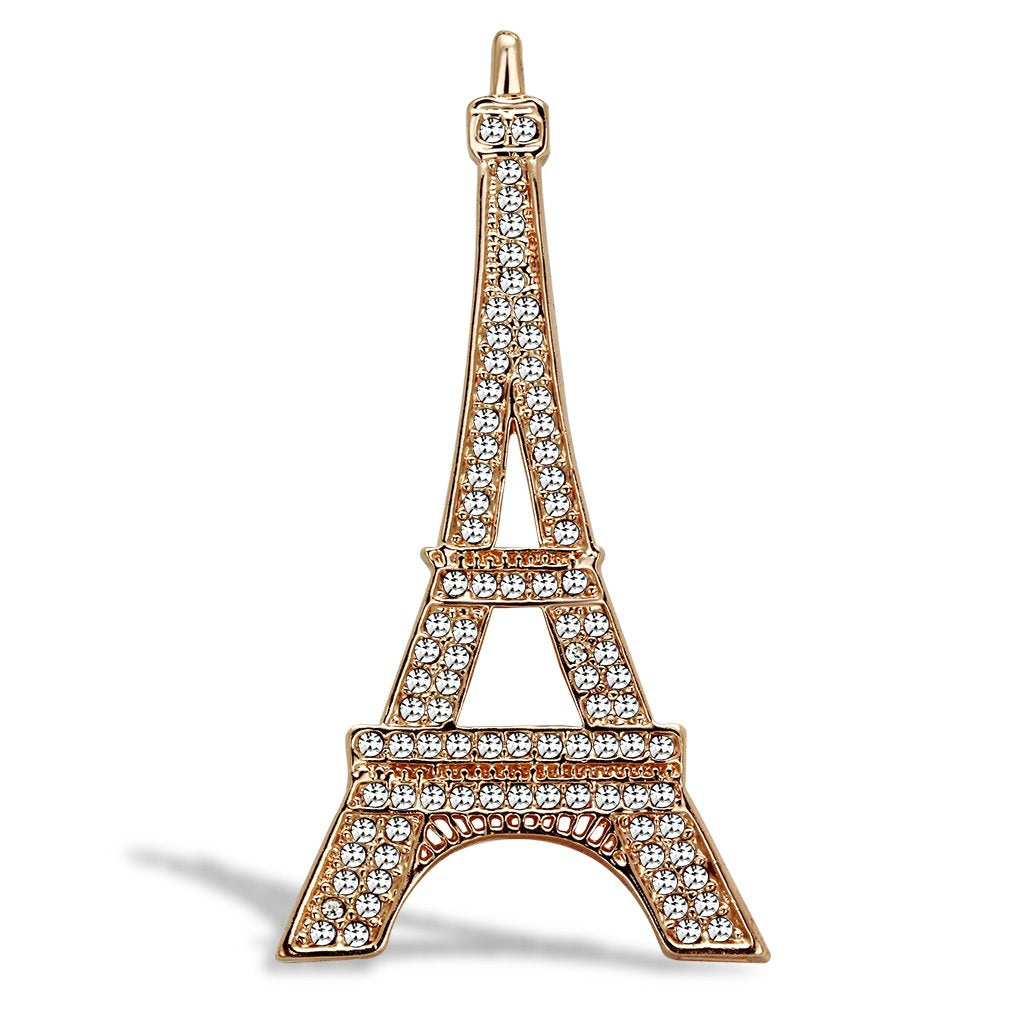 JCE2785 Flash Rose Gold White Metal Brooches with Top Grade Crystal  in Clear
