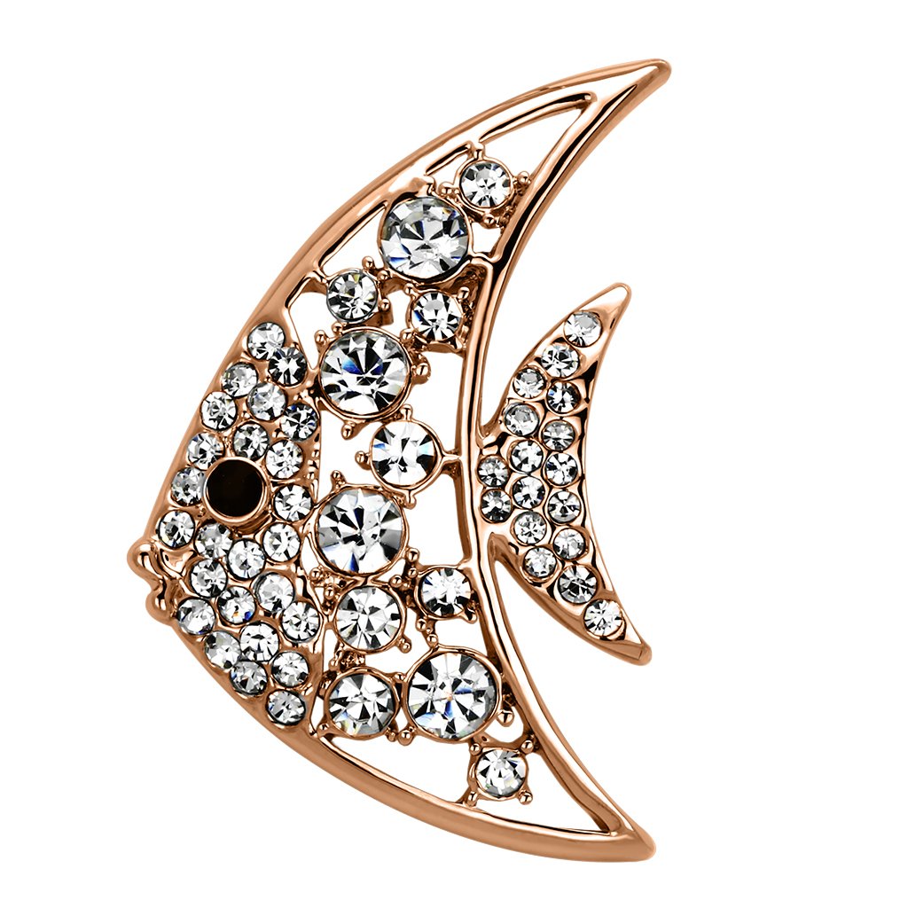 JCE2786 Imitation Rhodium White Metal Brooches with Top Grade Crystal  in Clear