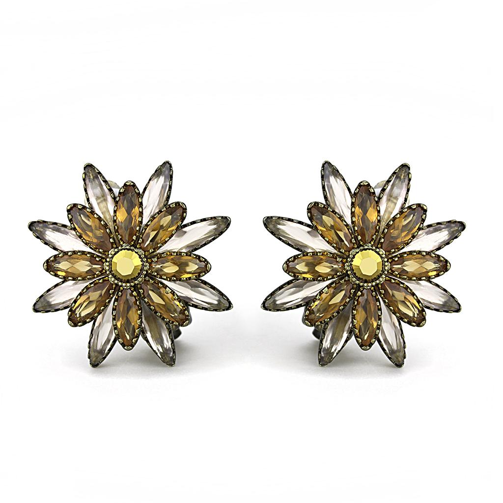 JCE4200 Antique Copper Brass Earrings with Synthetic Synthetic Glass in Multi Color