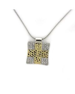 JCEAS1331 Gold+Rhodium 925 Sterling Silver Chain Pendant with AAA Grade CZ  in Clear