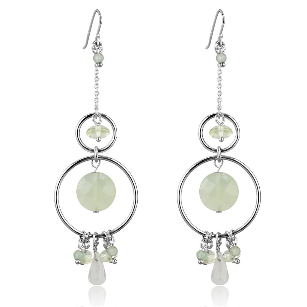 JCES791 Silver 925 Sterling Silver Earrings with Synthetic Jade in Multi Color