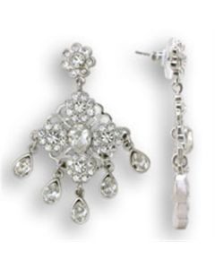 JCE7110 Rhodium 925 Sterling Silver Earrings with Top Grade Crystal  in Clear-Default Title