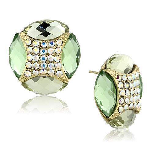 JCE1468 IP Gold(Ion Plating) Stainless Steel Earrings with Synthetic Synthetic Glass in Multi Color