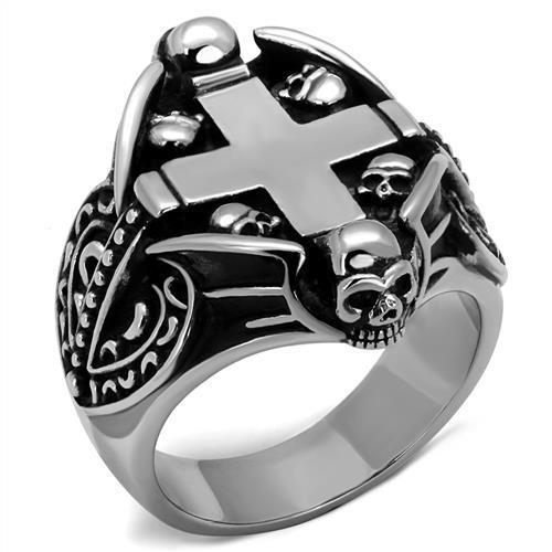 JCE2506 High polished (no plating) Stainless Steel Ring with Epoxy  in Jet
