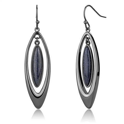 JCE2577 IP Light Black  (IP Gun) Stainless Steel Earrings with Blue Sand  in Montana