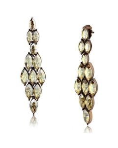 JCE2632 IP Coffee light Stainless Steel Earrings with Top Grade Crystal  in Champagne