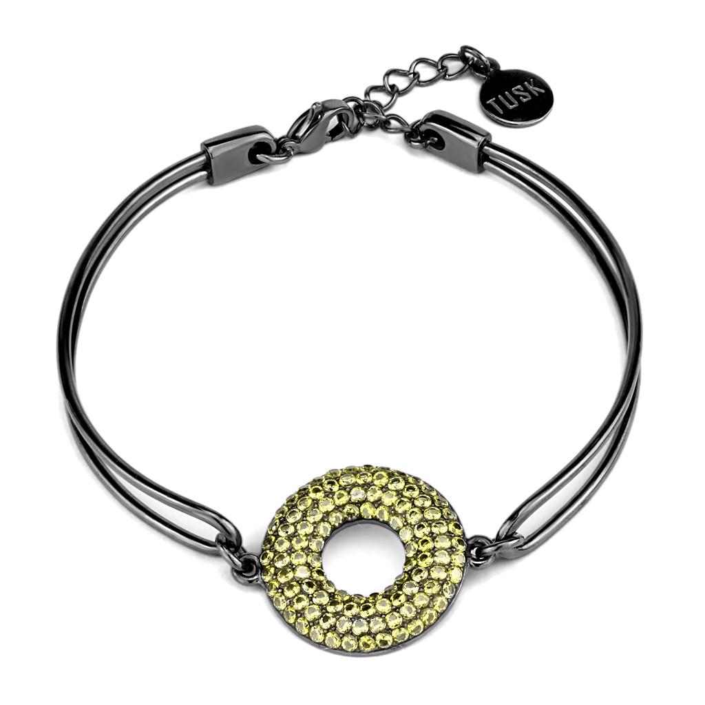 JCE2824 IP Light Black  (IP Gun) Stainless Steel Bangle with AAA Grade CZ  in Topaz