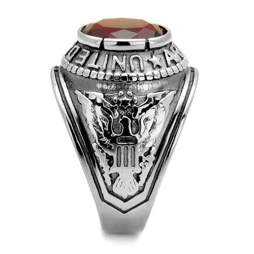 JCE414706 High-Polished Stainless Steel Ring with Synthetic Synthetic Glass in Siam