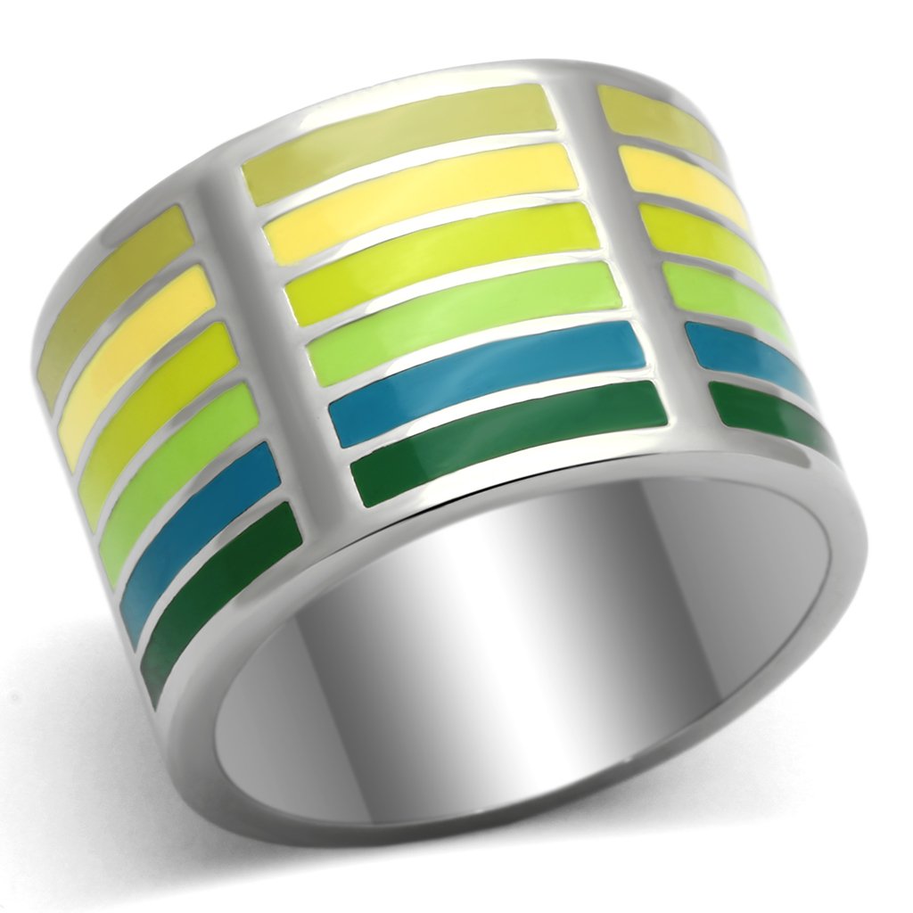 JCE819 High polished (no plating) Stainless Steel Ring with Epoxy  in Multi Color