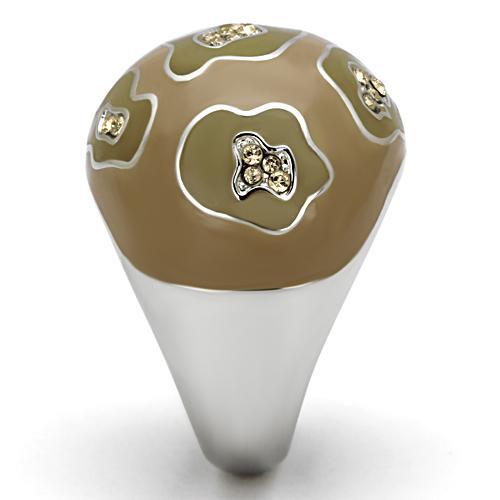 JCE826 High polished (no plating) Stainless Steel Ring with Top Grade Crystal  in Citrine Yellow