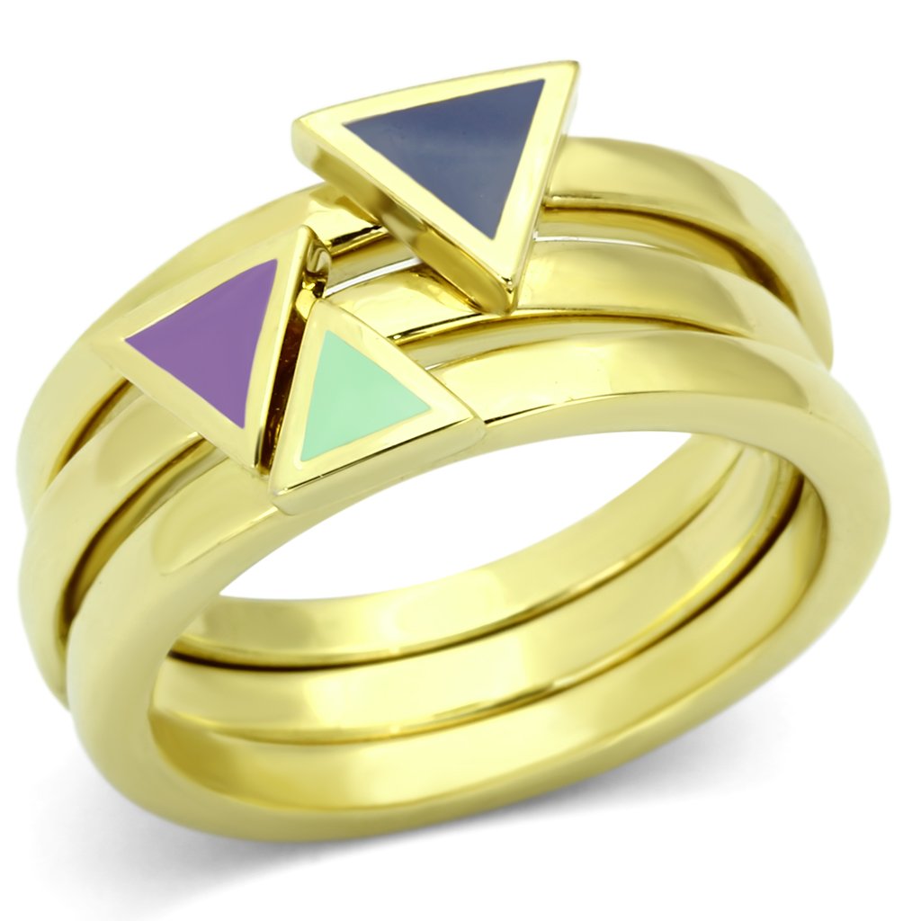 JCE877 IP Gold(Ion Plating) Stainless Steel Ring with Epoxy  in Multi Color