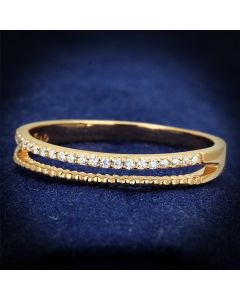 JCE592 Rose Gold 925 Sterling Silver Ring with AAA Grade CZ  in Clear
