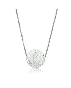 JCE061 Rhodium Brass Chain Pendant with Top Grade Crystal  in Clear