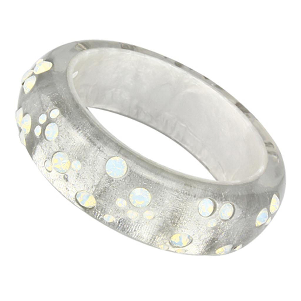 JCE092 Resin Bangle with Top Grade Crystal  in Aurora Borealis (Rainbow Effect)